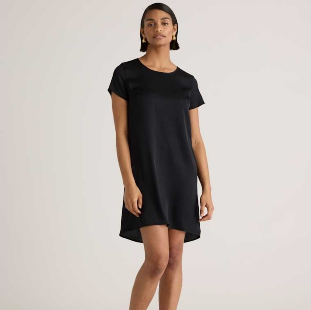 Quince‎ Washable Stretch Silk Shirt Dress Black Women's Small